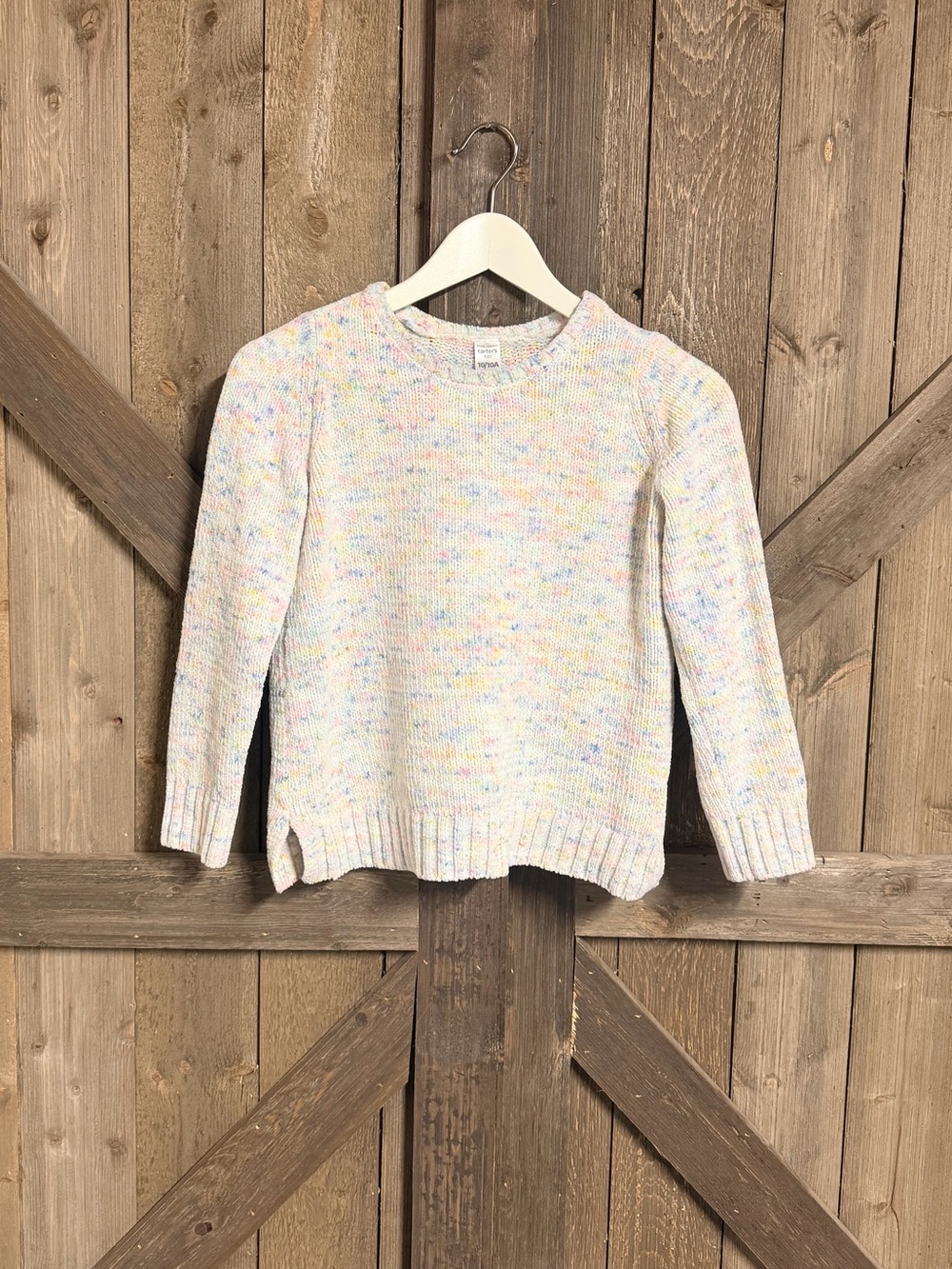 Light Cream Carter’s Rainbow Speckle Chenille Crewneck Sweater